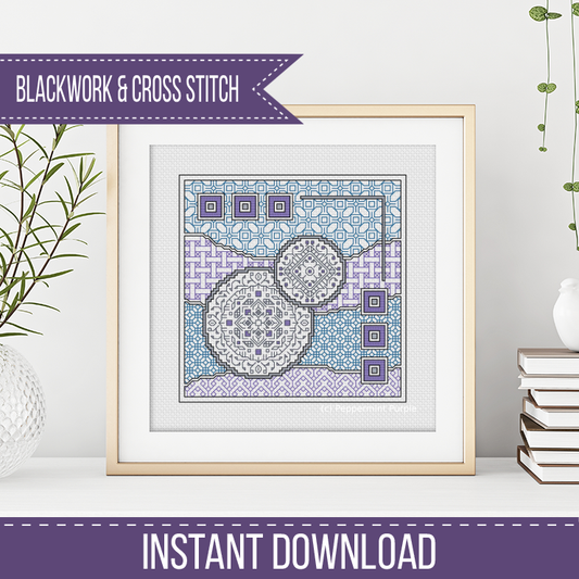 Waves of Calm Blackwork Pattern by Peppermint Purple