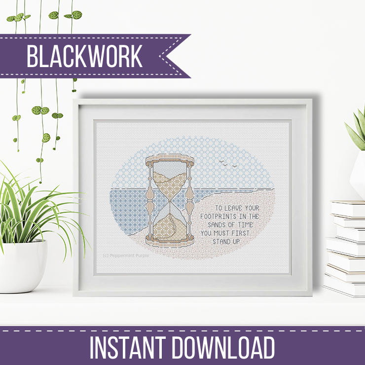 The Sands of Time Blackwork Pattern by Peppermint Purple