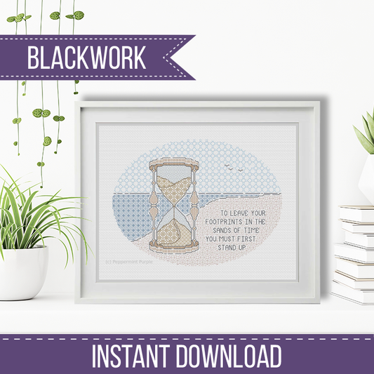 The Sands of Time Blackwork Pattern by Peppermint Purple