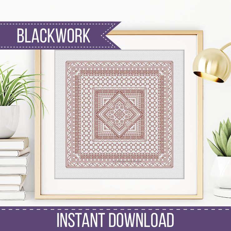 Study In Red Copper Blackwork Pattern by Peppermint Purple