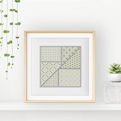 Blackwork Starter Kit - Tangram Blackwork Kit by Peppermint Purple