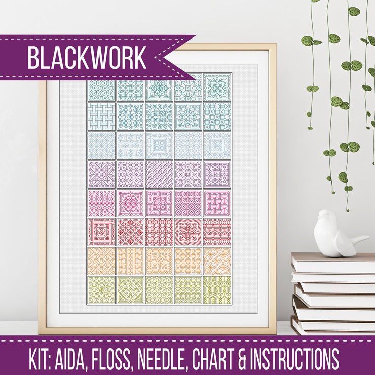 Rainbow Blackwork Kit