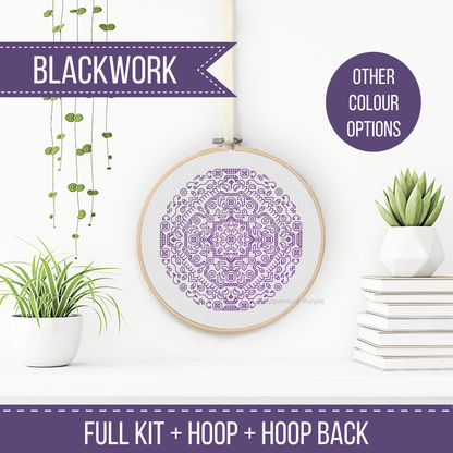 Mandala Hoop Kit Blackwork Kit by Peppermint Purple