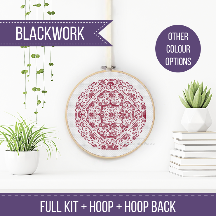 Mandala Hoop Kit Blackwork Kit by Peppermint Purple