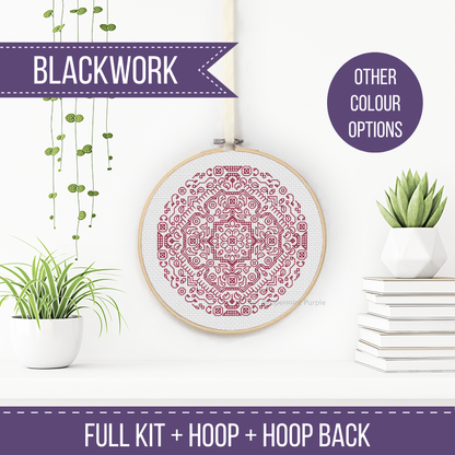 Mandala Hoop Kit Blackwork Kit by Peppermint Purple