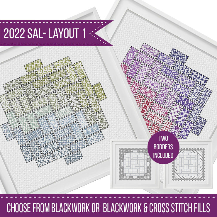 2022 Blackwork SAL - Layout 1 - Blackwork Patterns & Cross Stitch by Peppermint Purple