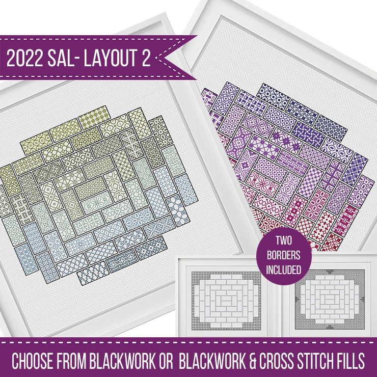 2022 Blackwork SAL - Layout 2 - Blackwork Patterns & Cross Stitch by Peppermint Purple