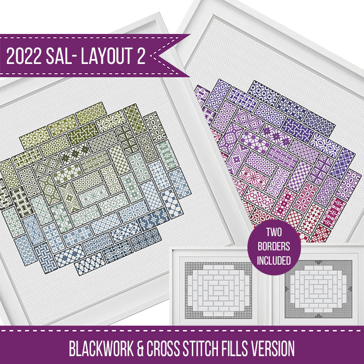 2022 Blackwork SAL - Layout 2 - Blackwork Patterns & Cross Stitch by Peppermint Purple