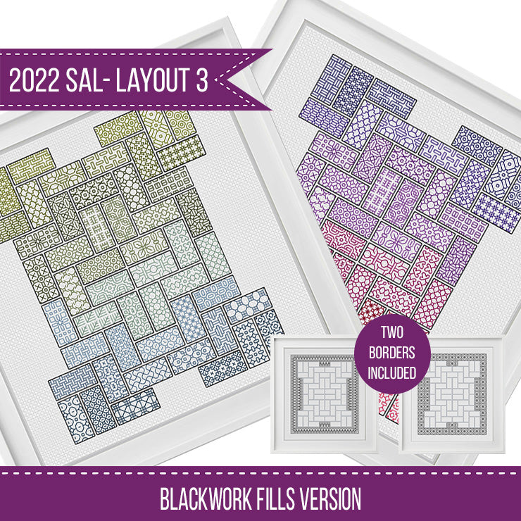 2022 Blackwork SAL - Layout 3 - Blackwork Patterns & Cross Stitch by Peppermint Purple