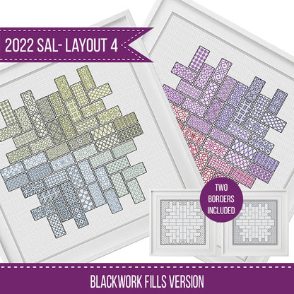 2022 Blackwork SAL - Layout 4 - Blackwork Patterns & Cross Stitch by Peppermint Purple