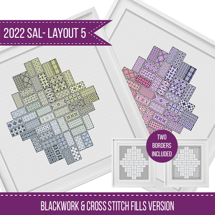 2022 Blackwork SAL - Layout 5 - Blackwork Patterns & Cross Stitch by Peppermint Purple