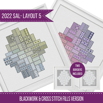 2022 Blackwork SAL - Layout 5 - Blackwork Patterns & Cross Stitch by Peppermint Purple