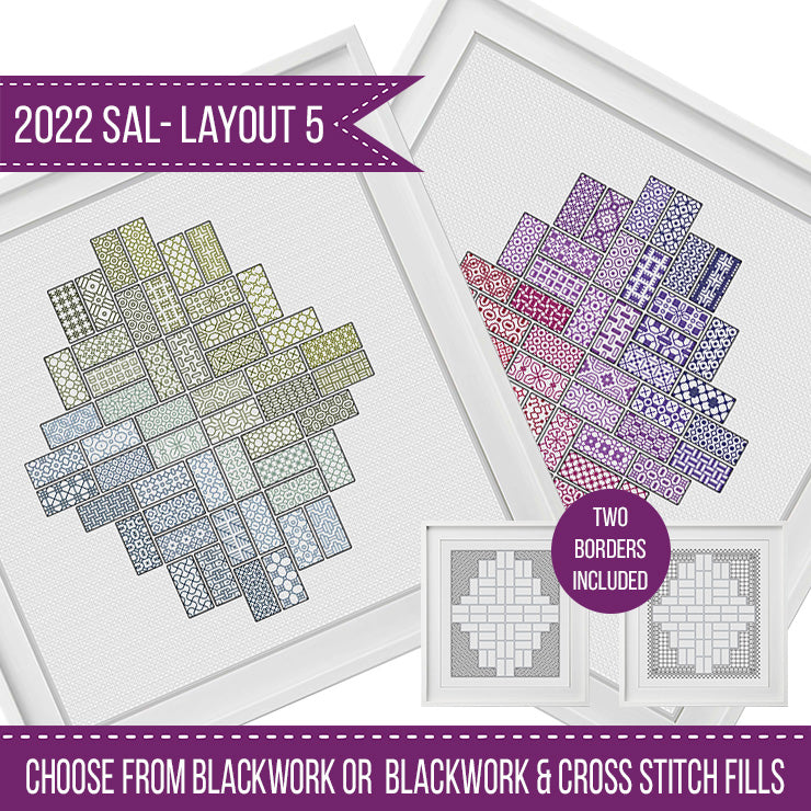 2022 Blackwork SAL - Layout 5 - Blackwork Patterns & Cross Stitch by Peppermint Purple