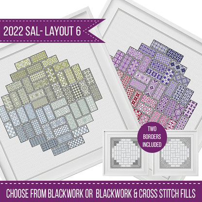 2022 Blackwork SAL - Layout 6 - Blackwork Patterns & Cross Stitch by Peppermint Purple