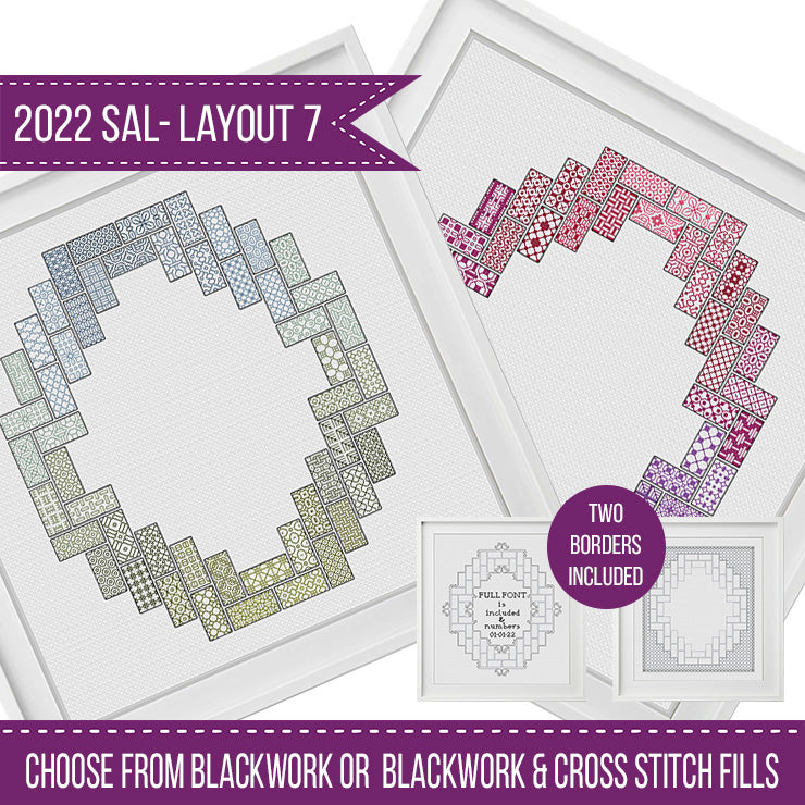 2022 Blackwork SAL - Layout 7 - Blackwork Patterns & Cross Stitch by Peppermint Purple