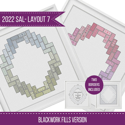 2022 Blackwork SAL - Layout 7 - Blackwork Patterns & Cross Stitch by Peppermint Purple