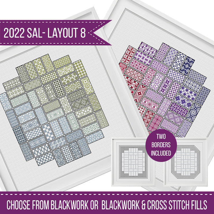 2022 Blackwork SAL - Layout 8 - Blackwork Patterns & Cross Stitch by Peppermint Purple