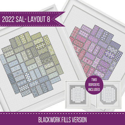 2022 Blackwork SAL - Layout 8 - Blackwork Patterns & Cross Stitch by Peppermint Purple