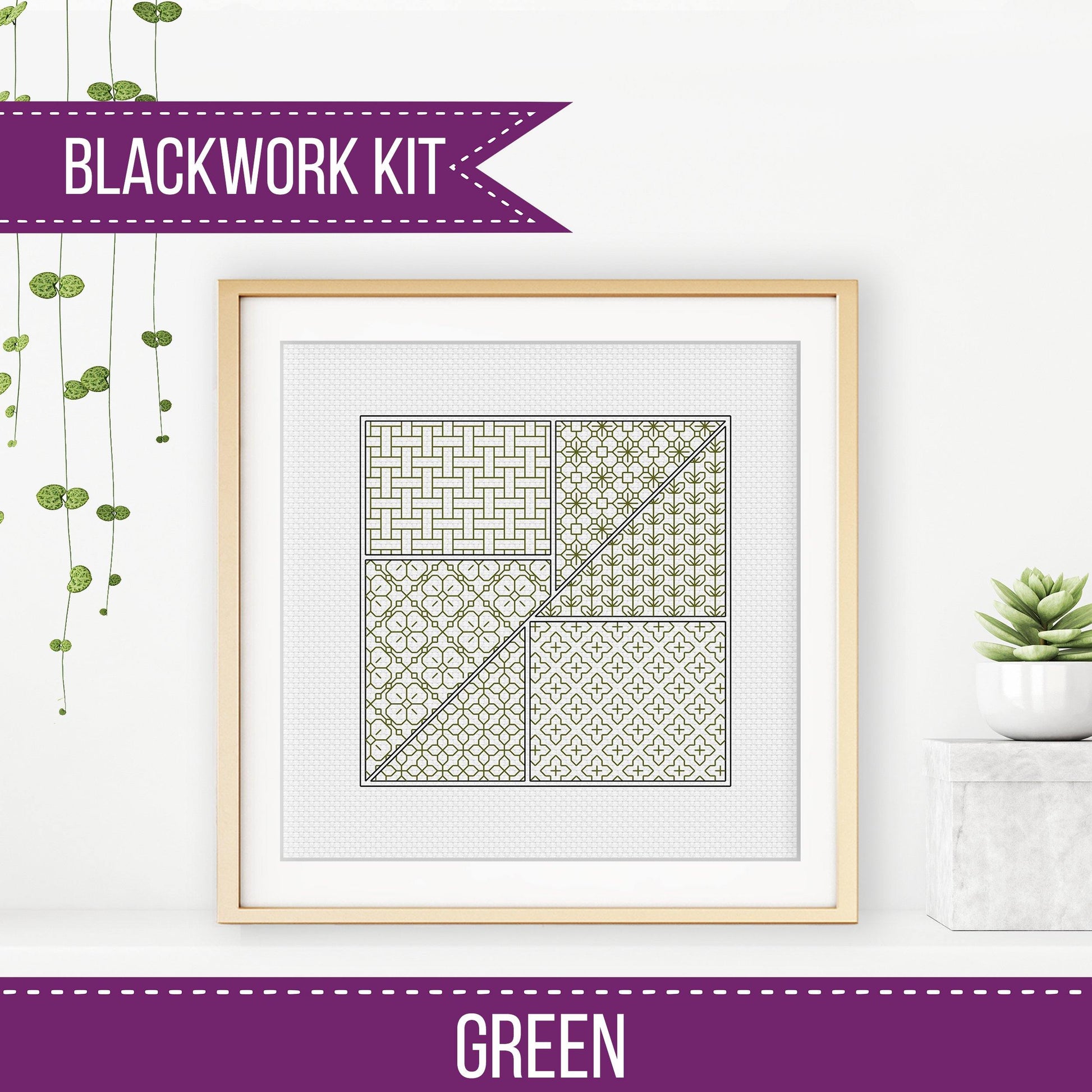 Blackwork Starter Kit - Tangram - Blackwork Patterns & Cross Stitch by Peppermint Purple