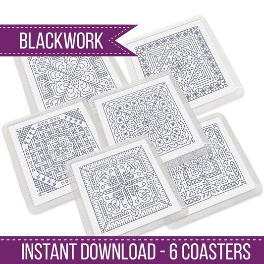 Dutch Tile Coasters - Blackwork Patterns & Cross Stitch by Peppermint Purple