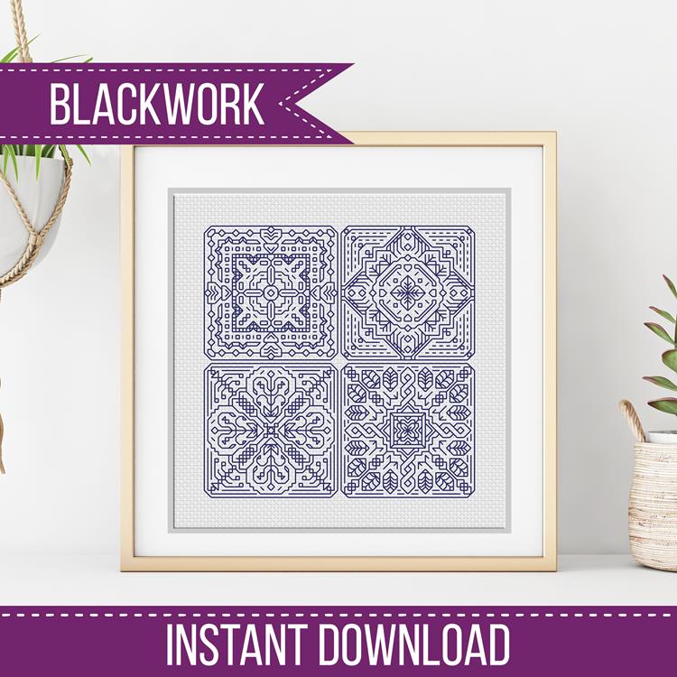 Dutch Tiles Mini Set 25 - Blackwork Patterns & Cross Stitch by Peppermint Purple