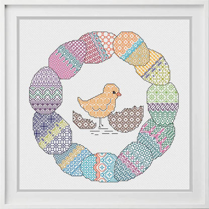 Egg Wreath - Blackwork Patterns & Cross Stitch by Peppermint Purple