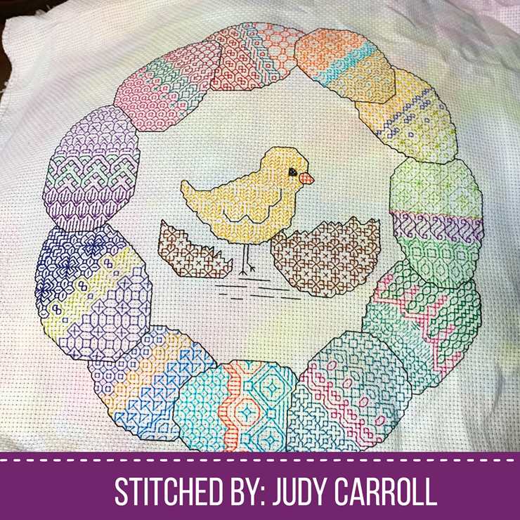 Egg Wreath - Blackwork Patterns & Cross Stitch by Peppermint Purple