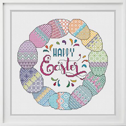 Egg Wreath - Blackwork Patterns & Cross Stitch by Peppermint Purple