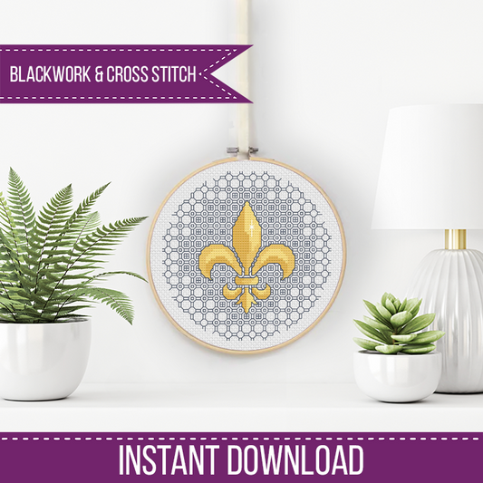 Fleur-De-Lis - Blackwork Patterns & Cross Stitch by Peppermint Purple