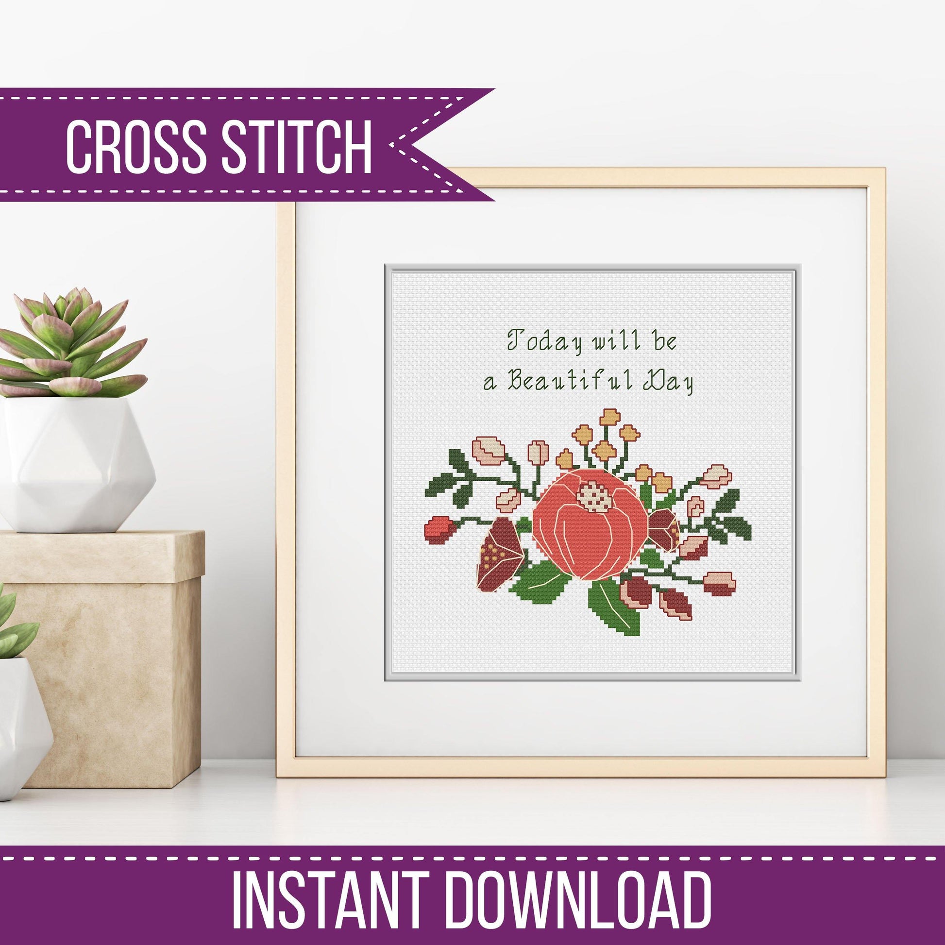 Flower Motif - Blackwork Patterns & Cross Stitch by Peppermint Purple