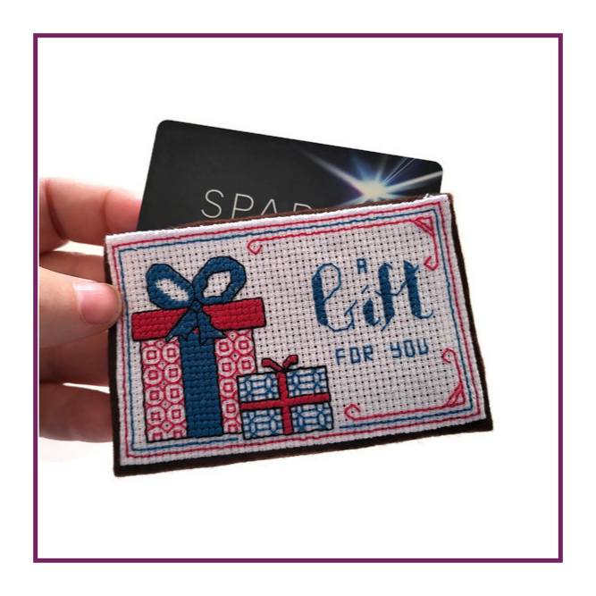 Gift For You - Gift Card Wallet - Blackwork Patterns & Cross Stitch by Peppermint Purple