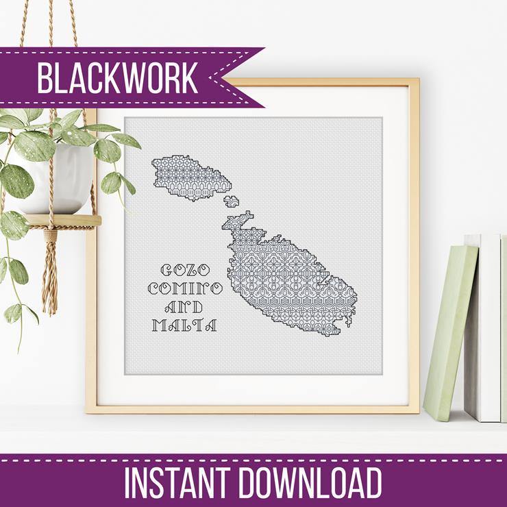 Gozo, Comino & Malta - Blackwork Patterns & Cross Stitch by Peppermint Purple