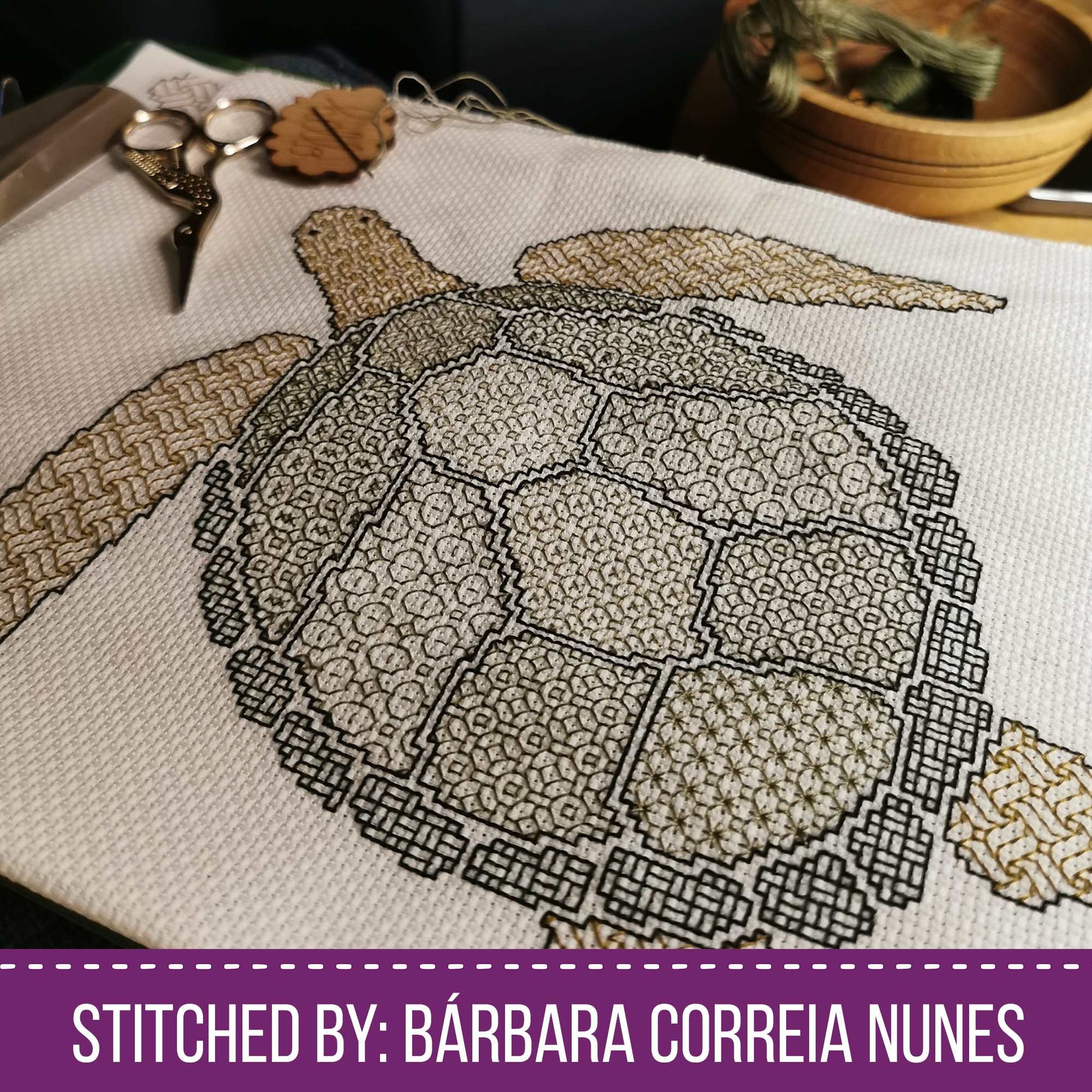 Green Sea Turtle Blackwork Pattern by Peppermint Purple