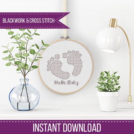 Hello Baby - Blackwork Patterns & Cross Stitch by Peppermint Purple