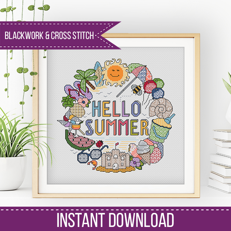 Hello Summer - Blackwork Patterns & Cross Stitch by Peppermint Purple