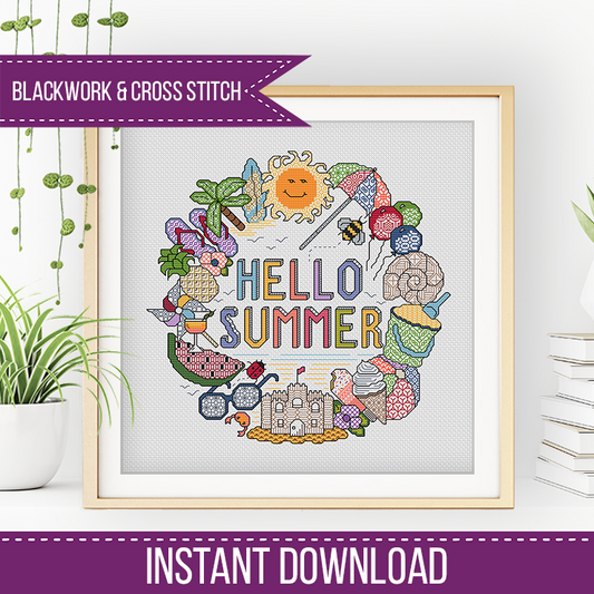 Hello Summer - Blackwork Patterns & Cross Stitch by Peppermint Purple