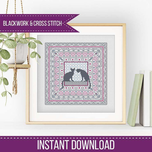 Hints of Cats - Blackwork Patterns & Cross Stitch by Peppermint Purple