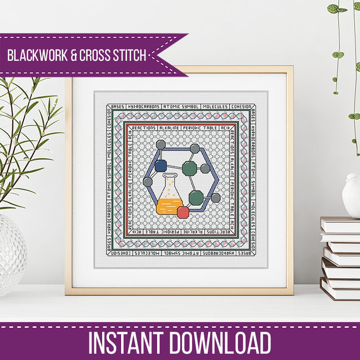 Hints of Chemistry - Blackwork Patterns & Cross Stitch by Peppermint Purple