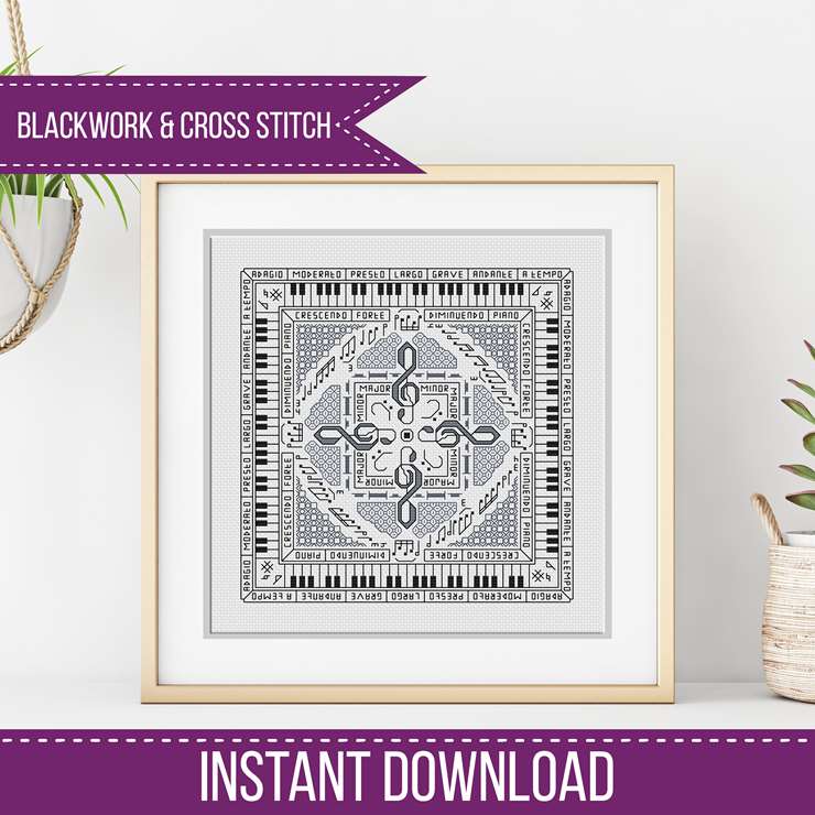 Hints of Music - Blackwork Patterns & Cross Stitch by Peppermint Purple