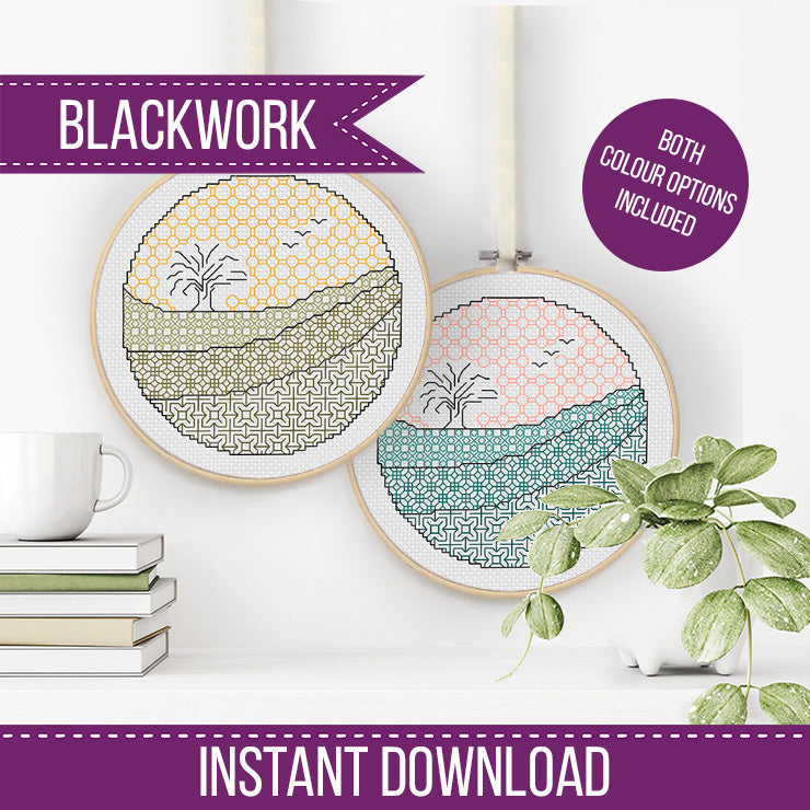 In The Distance - Blackwork Patterns & Cross Stitch by Peppermint Purple