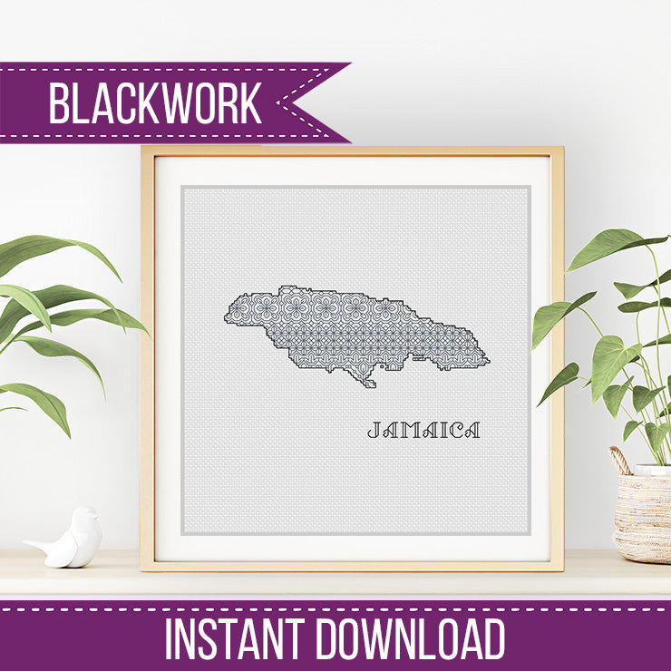 Jamaica Blackwork Pattern - Blackwork Patterns & Cross Stitch by Peppermint Purple