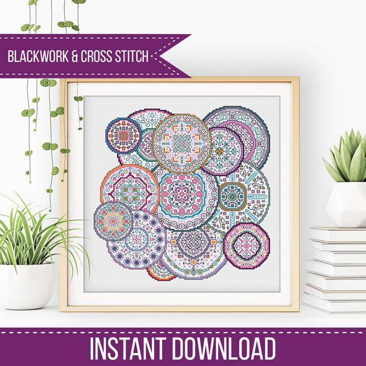 Mandala Millefiori - Blackwork Patterns & Cross Stitch by Peppermint Purple