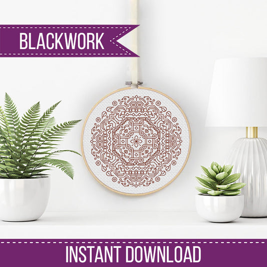 Mandala in Mahogany - Blackwork Patterns & Cross Stitch by Peppermint Purple