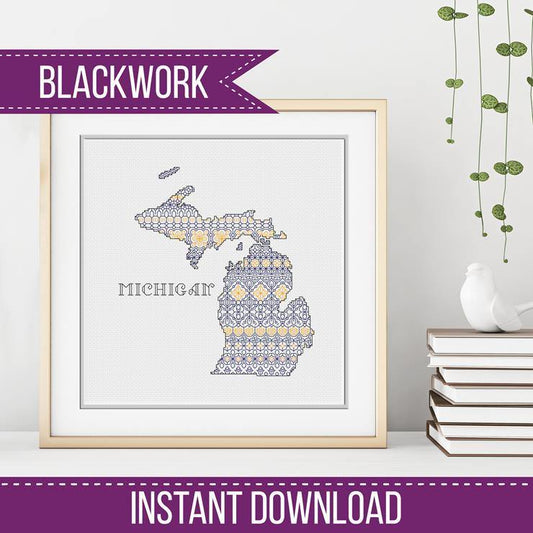 Michigan Blackwork - Blackwork Patterns & Cross Stitch by Peppermint Purple