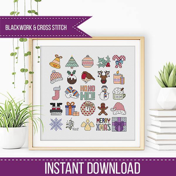 Mini Christmas Motifs - Blackwork Patterns & Cross Stitch by Peppermint Purple