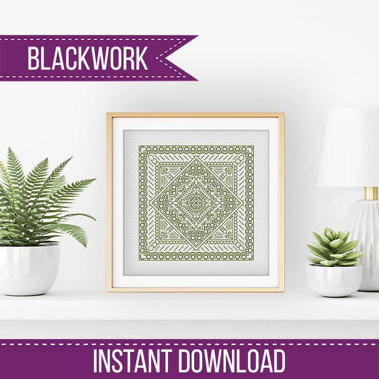 Mini Study In Avocado - Blackwork Patterns & Cross Stitch by Peppermint Purple