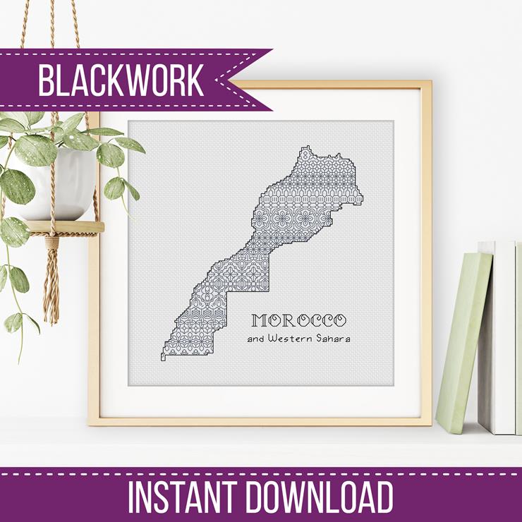 Morocco (& Western Sahara) Blackwork Pattern - Blackwork Patterns & Cross Stitch by Peppermint Purple